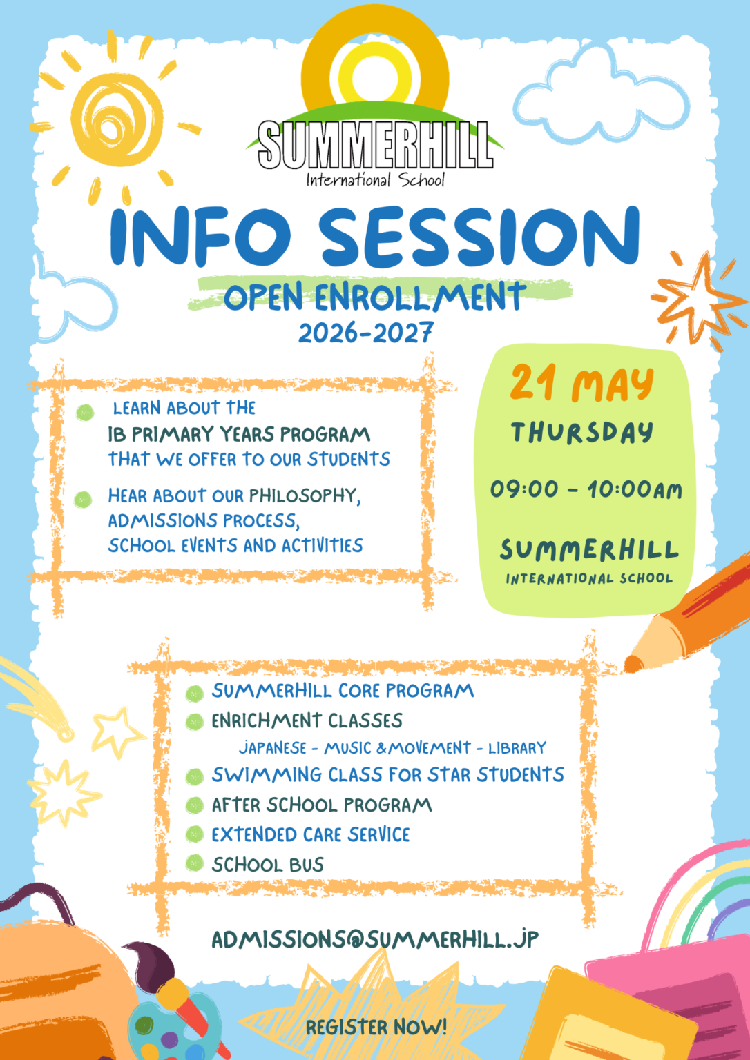 Information Session Flyer Example Info Session Registration - Summerhill International School